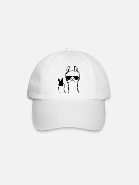 Peace Zeichen Lama Sonnenbrille - Baseballkappe - Weiß/Weiß