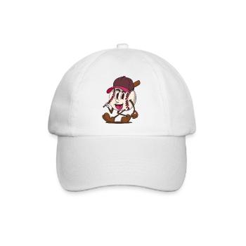 Baseball Batter funky Retro-Zeichentrickfigur - Baseballkappe - Weiß/Weiß - Vorne