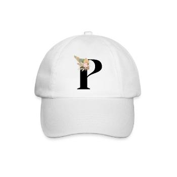 Buchstabe P blumig - Baseballkappe - Weiß/Weiß - Vorne