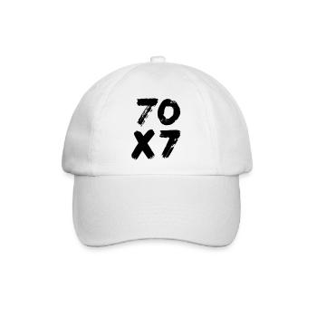 70x7: Unendliche Vergebung - Matthäus-Evangelium - Baseballkappe - Weiß/Weiß - Vorne