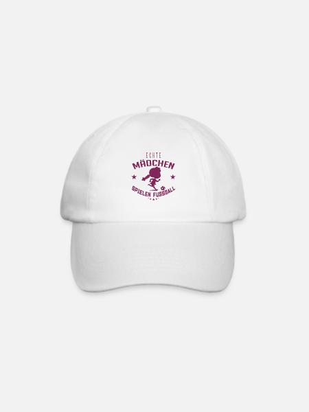 Echte Mädchen Spielen Fussball, Frauenfußball ! - Baseballkappe - Weiß/Weiß