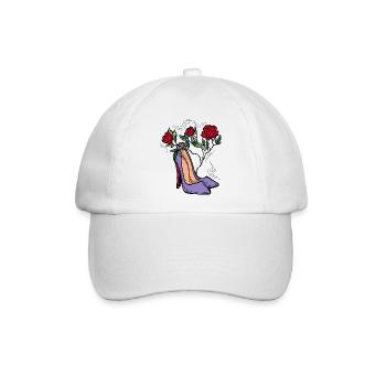 High Heels Schuhe mit Rosenblüte. Romantischer Stil. - Baseballkappe - Weiß/Weiß - Vorne
