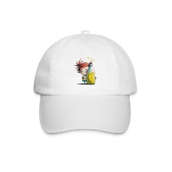 Illustration Comic Cute Kawaii Mädchen Flasche - Baseballkappe - Weiß/Weiß - Vorne