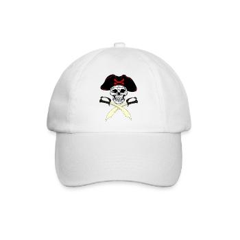 Totenkopf-Pirat - Baseballkappe - Weiß/Weiß - Vorne