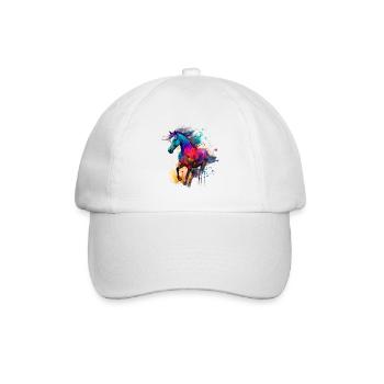Idee Leidenschaft Pferde Reiter Aquarell Spritzer - Baseballkappe - Weiß/Weiß - Vorne