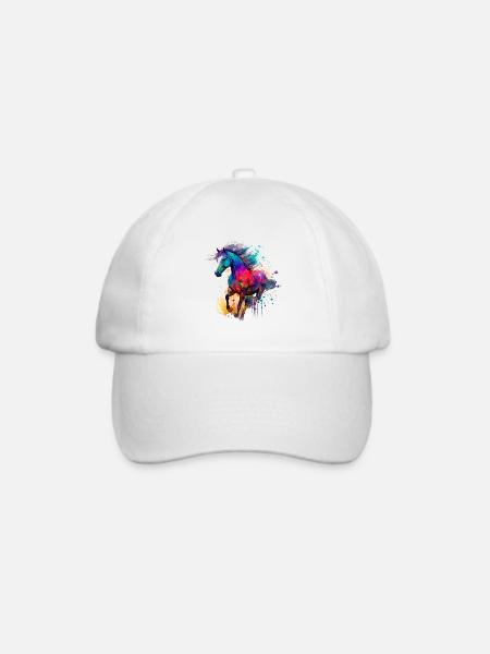 Idee Leidenschaft Pferde Reiter Aquarell Spritzer - Baseballkappe - Weiß/Weiß