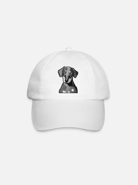 Dackel Design Grafik Motiv in Graustufen - Baseballkappe - Weiß/Weiß