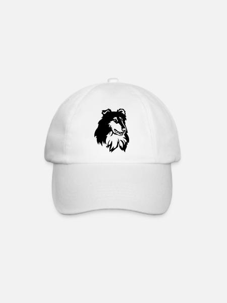 Collie Kopf - Baseballkappe - Weiß/Weiß