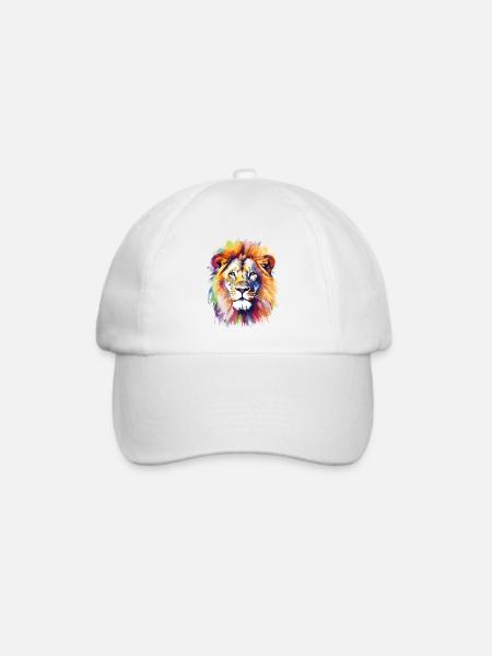 Löwe Löwenkopf Raubtier Bunt Splash Kunst - Baseballkappe - Weiß/Weiß