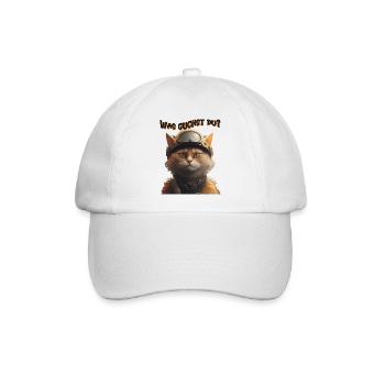 Katze mit Helm - Was guckst du? - Baseballkappe - Weiß/Weiß - Vorne