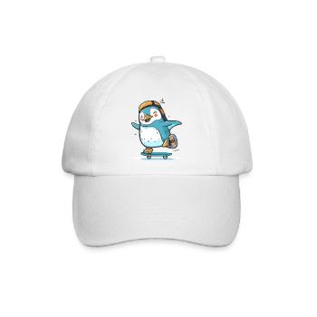 Gleiten Sie mit diesem Pinguin - Baseballkappe - Weiß/Weiß - Vorne