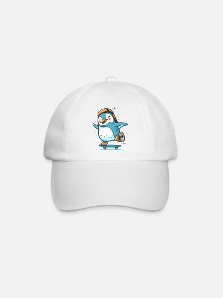 Gleiten Sie mit diesem Pinguin - Baseballkappe - Weiß/Weiß