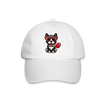 Liebe Hund mit Herz - Baseballkappe - Weiß/Weiß - Vorne