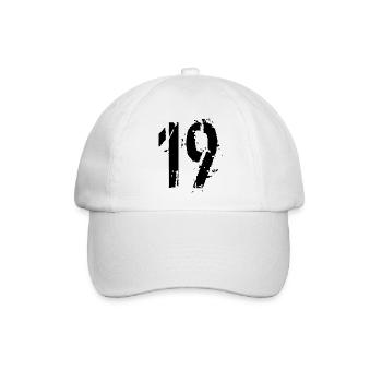 19 Zahl 19 Jahre - Baseballkappe - Weiß/Weiß - Vorne
