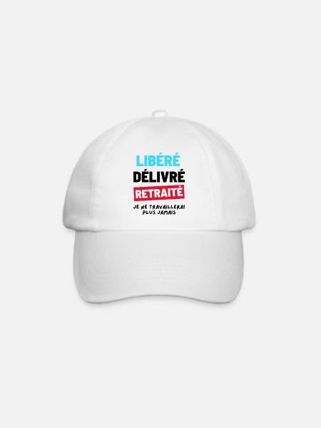 Freigegeben, ausgeliefert, ausgemustert. Humor Ruhestandsgeschenk - Baseballkappe - Weiß/Weiß