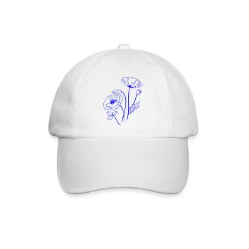 Mohnblume, Flowers - Baseballkappe - Weiß/Weiß - Vorne
