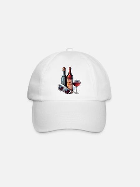 Weinflaschen und Gläser - Baseballkappe - Weiß/Weiß