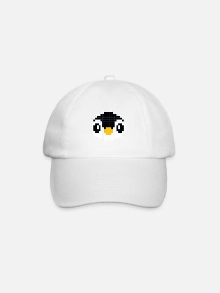 Verpixelter Pinguinkopf - Baseballkappe - Weiß/Weiß