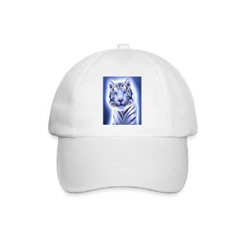Majestätisches weißes Tigerporträt Tier - Baseballkappe - Weiß/Weiß - Vorne