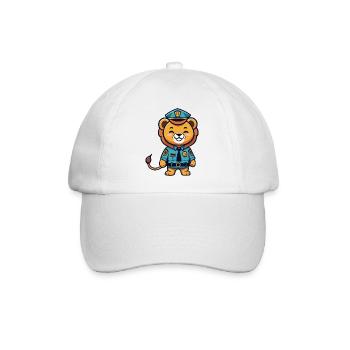 Süßer Löwe Als Polizist Geschenkidee - Baseballkappe - Weiß/Weiß - Vorne