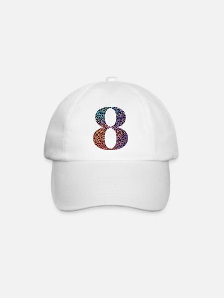 8. Geburtstag Leopard - Baseballkappe - Weiß/Weiß