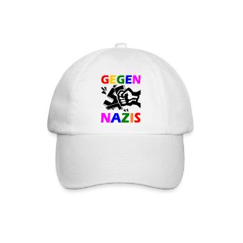 Gegen nazis - Baseballkappe - Weiß/Weiß - Vorne