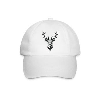 Geometrischer Hirsch mit Geweih - Baseballkappe - Weiß/Weiß - Vorne