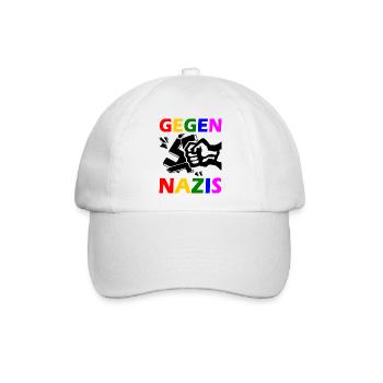 Gegen nazis - Baseballkappe - Weiß/Weiß - Vorne