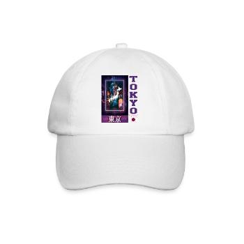 Tokyo Japan Kanji im Cyberpunk-Stil - Baseballkappe - Weiß/Weiß - Vorne