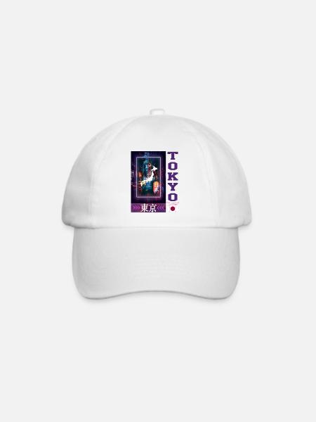 Tokyo Japan Kanji im Cyberpunk-Stil - Baseballkappe - Weiß/Weiß