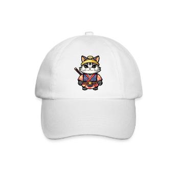 Samurai-Katze #13 - Baseballkappe - Weiß/Weiß - Vorne