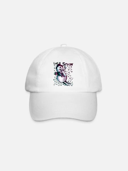 Let it Snow – Fröhlicher Schneemann - Baseballkappe - Weiß/Weiß