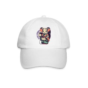 Maus im Kimono - Baseballkappe - Weiß/Weiß - Vorne