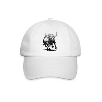 Stier / Bulle / Tier / Hörner / Stierkampf - Baseballkappe - Weiß/Weiß - Vorne