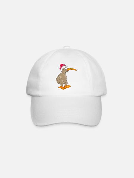 Kiwi-Vogel mit Weihnachtsmütze - Baseballkappe - Weiß/Weiß