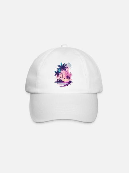 Palm Beach Sunset - Baseballkappe - Weiß/Weiß