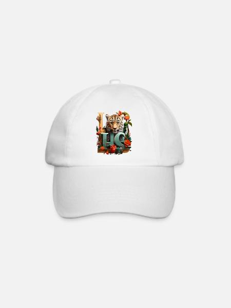 Tiger und Blumen Liebe - Baseballkappe - Weiß/Weiß