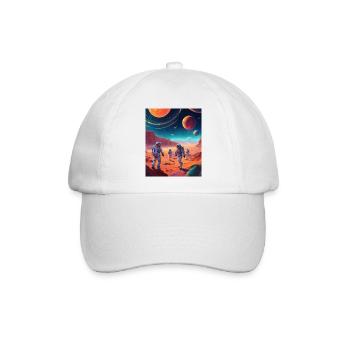 Astronauten auf dem Mars: Digitale Illustration - Baseballkappe - Weiß/Weiß - Vorne