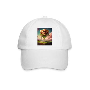 3D Burgerwürfel: Digitale Kunst - Baseballkappe - Weiß/Weiß - Vorne
