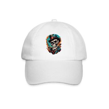 Skull / Totenkopf / Skelett / Gothic / Tattoo - Baseballkappe - Weiß/Weiß - Vorne