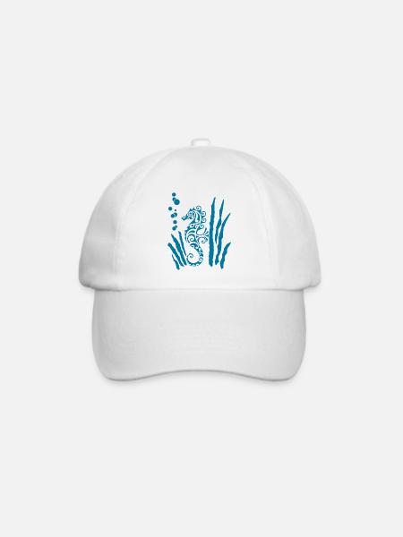 Blaues Stammes-Seepferdchen - Baseballkappe - Weiß/Weiß