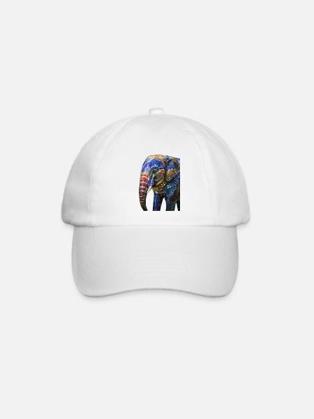 elefant,pailletten,elefant mit pailletten,gold, - Baseballkappe - Weiß/Weiß