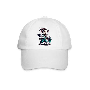 Ziege beim Gärtnern Lustiges Design - Baseballkappe - Weiß/Weiß - Vorne