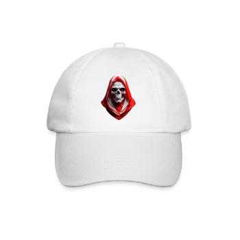 Totenkopf mit rot-weiß-roter Kapuze. - Baseballkappe - Weiß/Weiß - Vorne