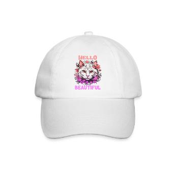Katze schöne stilvolle Frauen bunte Kunst Kunst - Baseballkappe - Weiß/Weiß - Vorne