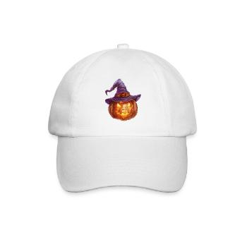Unheimliche Kürbislaterne mit Hexenhut - Baseballkappe - Weiß/Weiß - Vorne