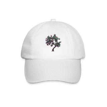Lebendiger Baum mit Lila Früchten - Baseballkappe - Weiß/Weiß - Vorne