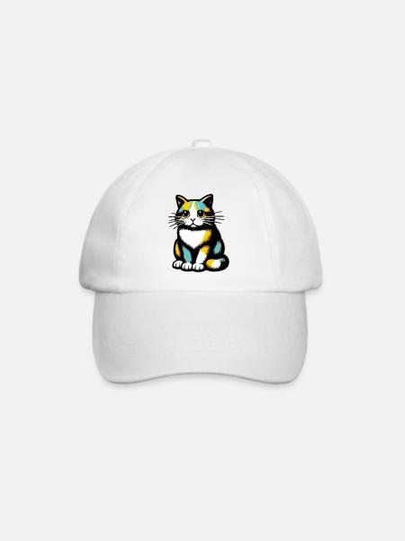 Katze - Baseballkappe - Weiß/Weiß