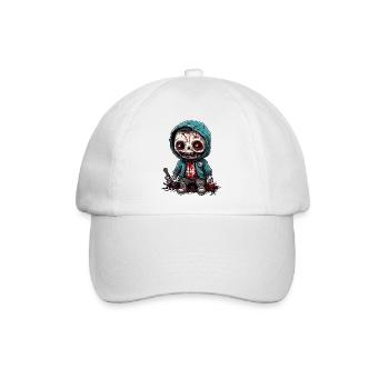 Horror Puppe / Halloween / gruselig / düster - Baseballkappe - Weiß/Weiß - Vorne