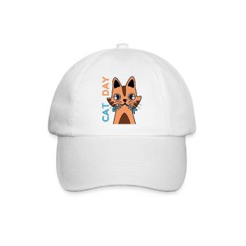Cat Day - Katzen-Tag Bo-Grafik - Baseballkappe - Weiß/Weiß - Vorne